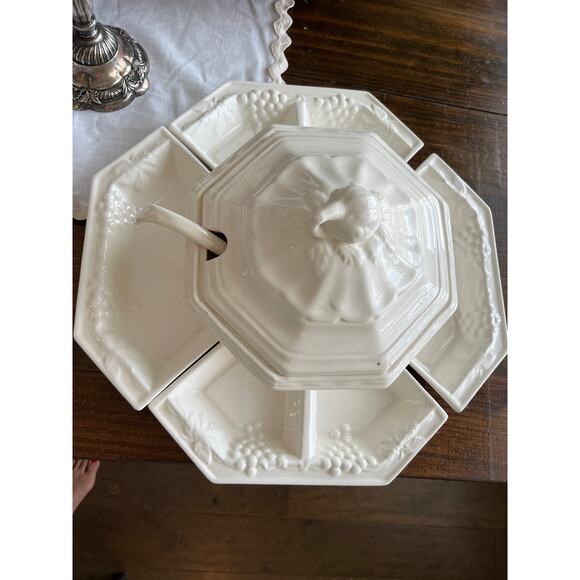 California Pottery Soup Tureen & Lazy Susan Set – 8-Piece‎ White Ceramic MCM - Picture 10 of 10